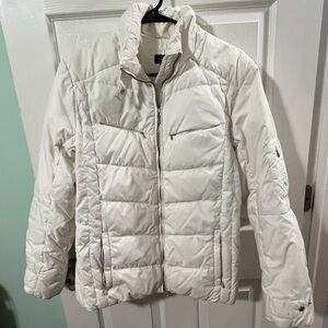Lands' End Women's White Cream Puffer Jacket